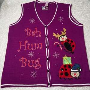 Holiday Time Purple Christmas Sweater Vest 2X (18W/20W)